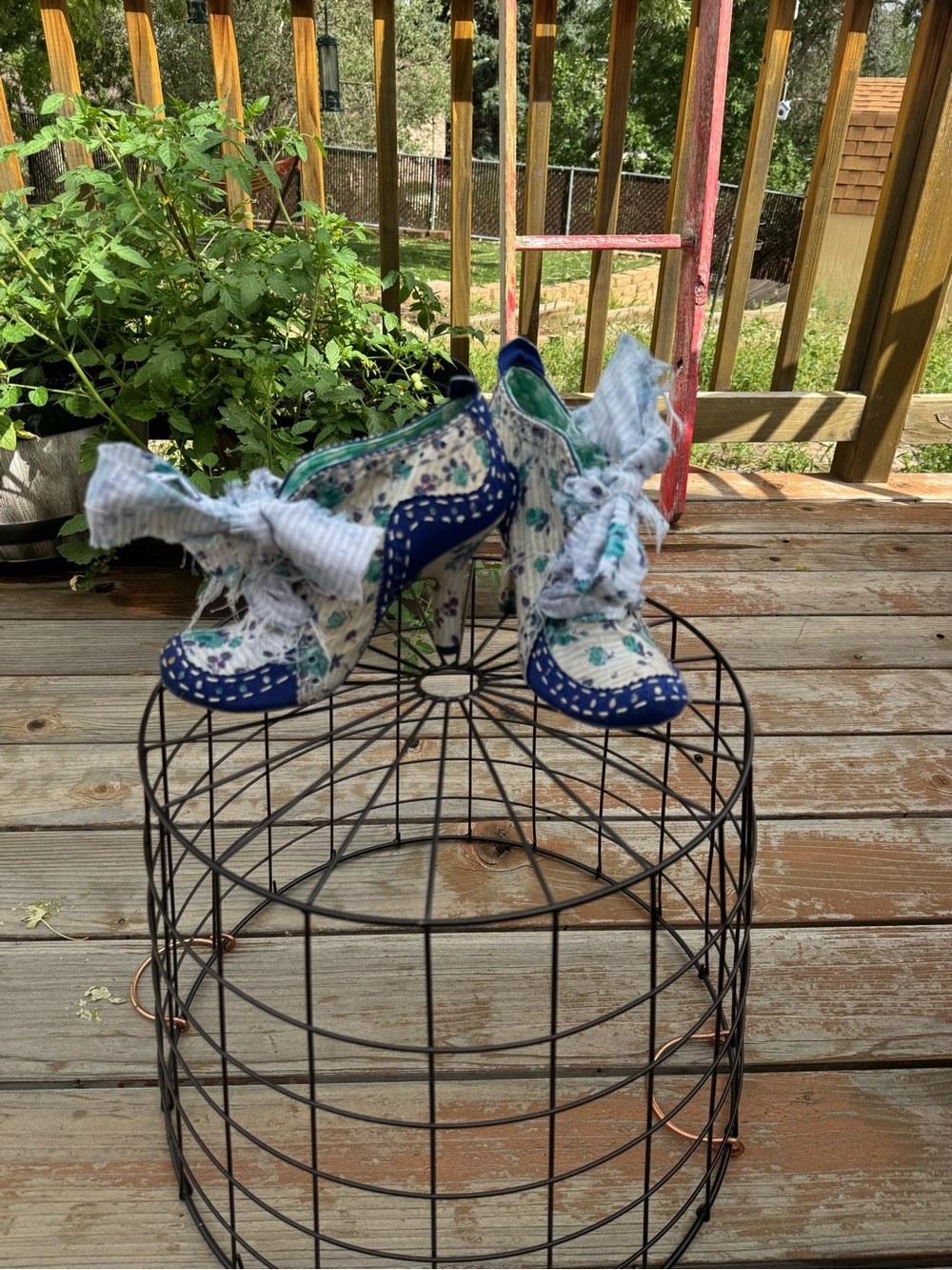 Irregular Choice Blue Floral Lace-Up Heels